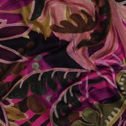 COTTON VISCOSE DIGITAL LEAVES PINK/OCHRE (thumbnail) #2
