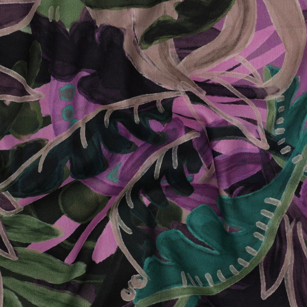 COTON VISCOSE DIGITAL FEUILLES VIOLET #7