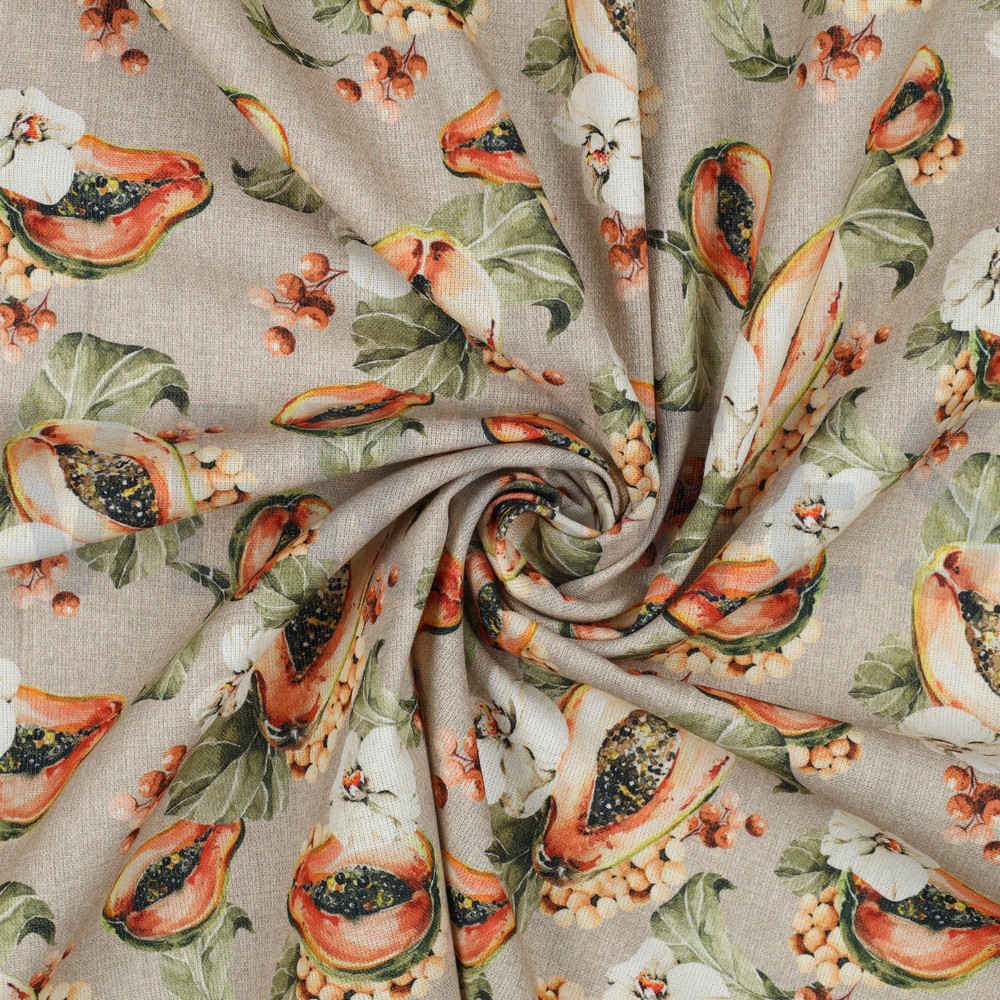 CANVAS DIGITAL TROPICAL FRUIT LINEN PEACH #7