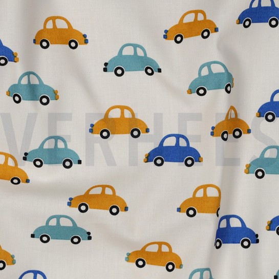 POPELINE DE COTON VOITURES BLANC CASSÉ #7