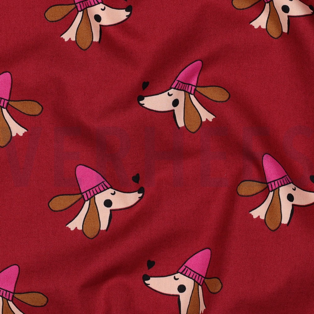 FINE POPLIN DOGS BURGUNDY #7