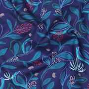 KATOENEN POPLIN DIGITAAL BLADEREN KOBALTBLAUW (thumbnail) #2