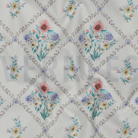 FINE POPLIN DIGITAL FLOWERS OFFWHITE #7