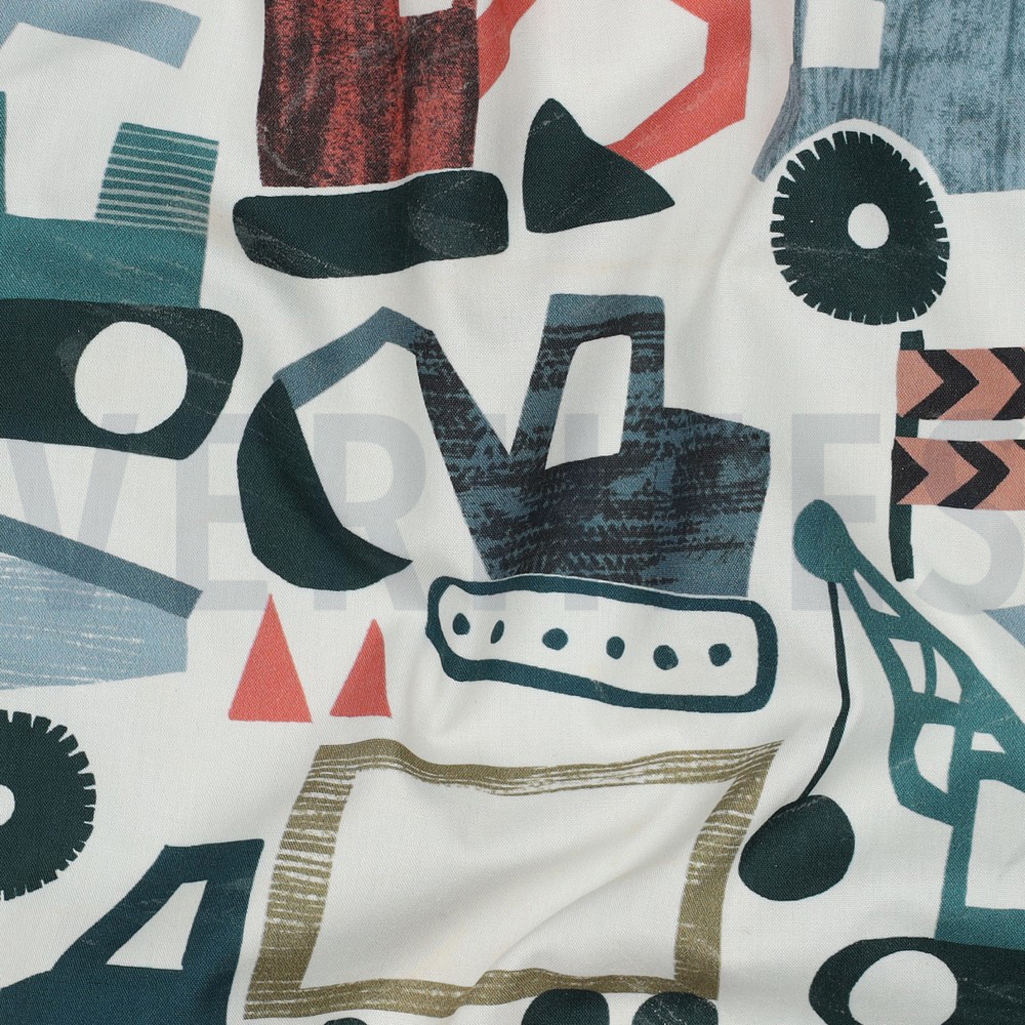 BAUMWOLLE POPELINE DIGITAL FAHRZEUGE GEBROCHEN WEISS (high resolution) #2