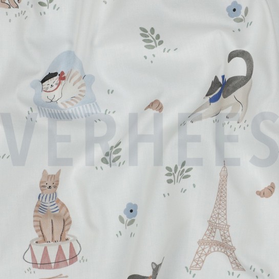 BAUMWOLLE POPELINE DIGITAL VIVE LA FRANCE WEISS #7