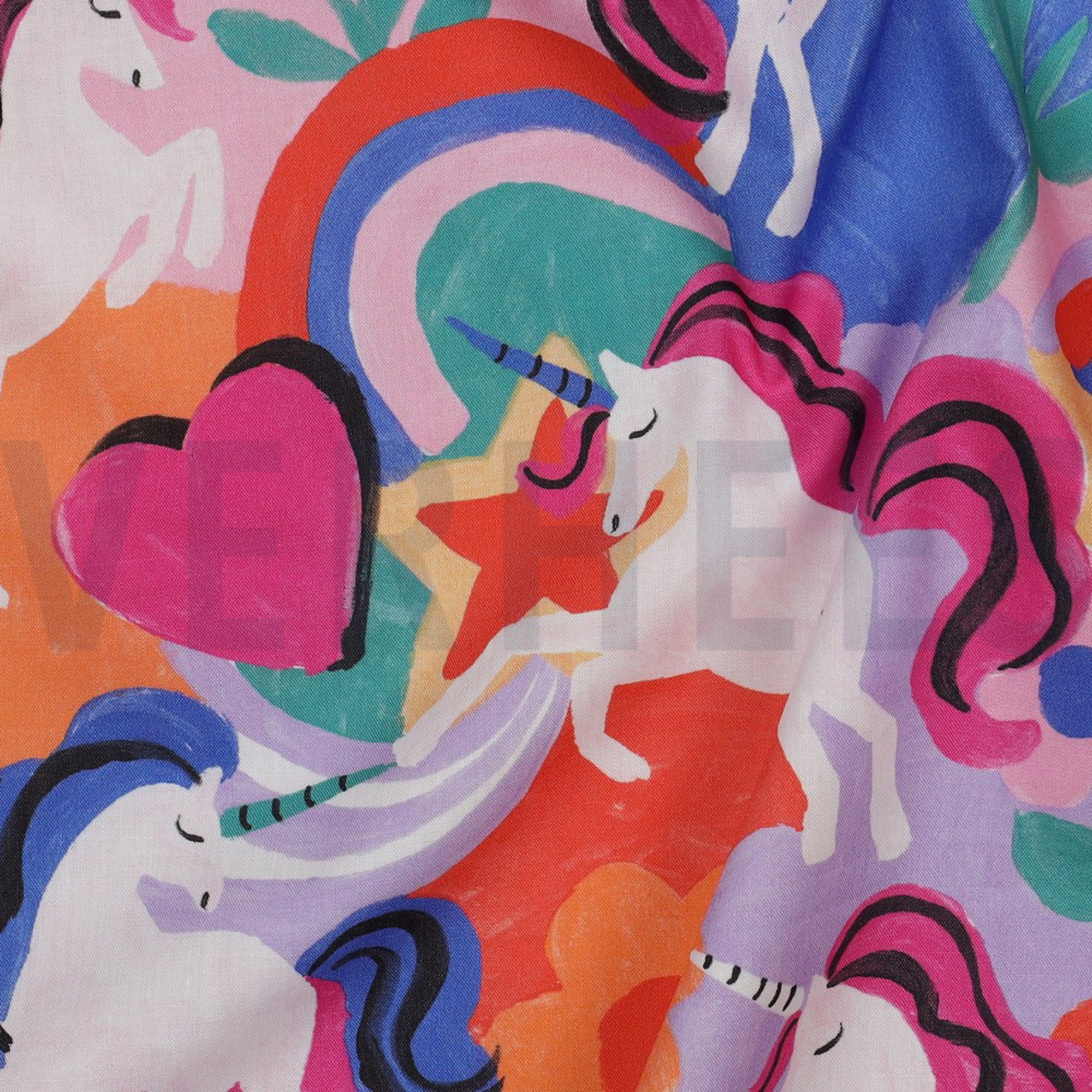 BAUMWOLLE POPELINE DIGITAL EINHÖRNER MEHRFARBIG (high resolution) #2