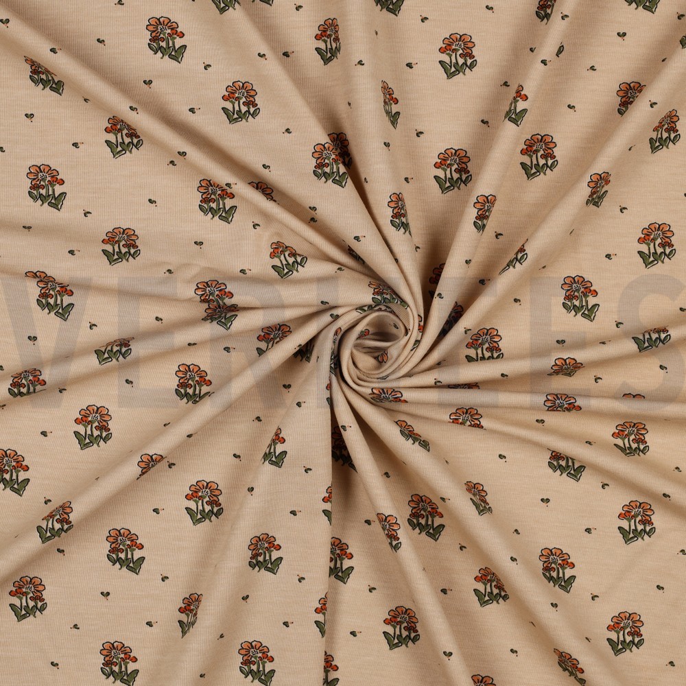 BAMBOU COTON JERSEY PETIT FLEURS SABLE #7