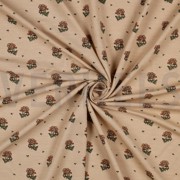 BAMBOE KATOEN JERSEY KLEINE BLOEMEN ZAND (thumbnail) #2