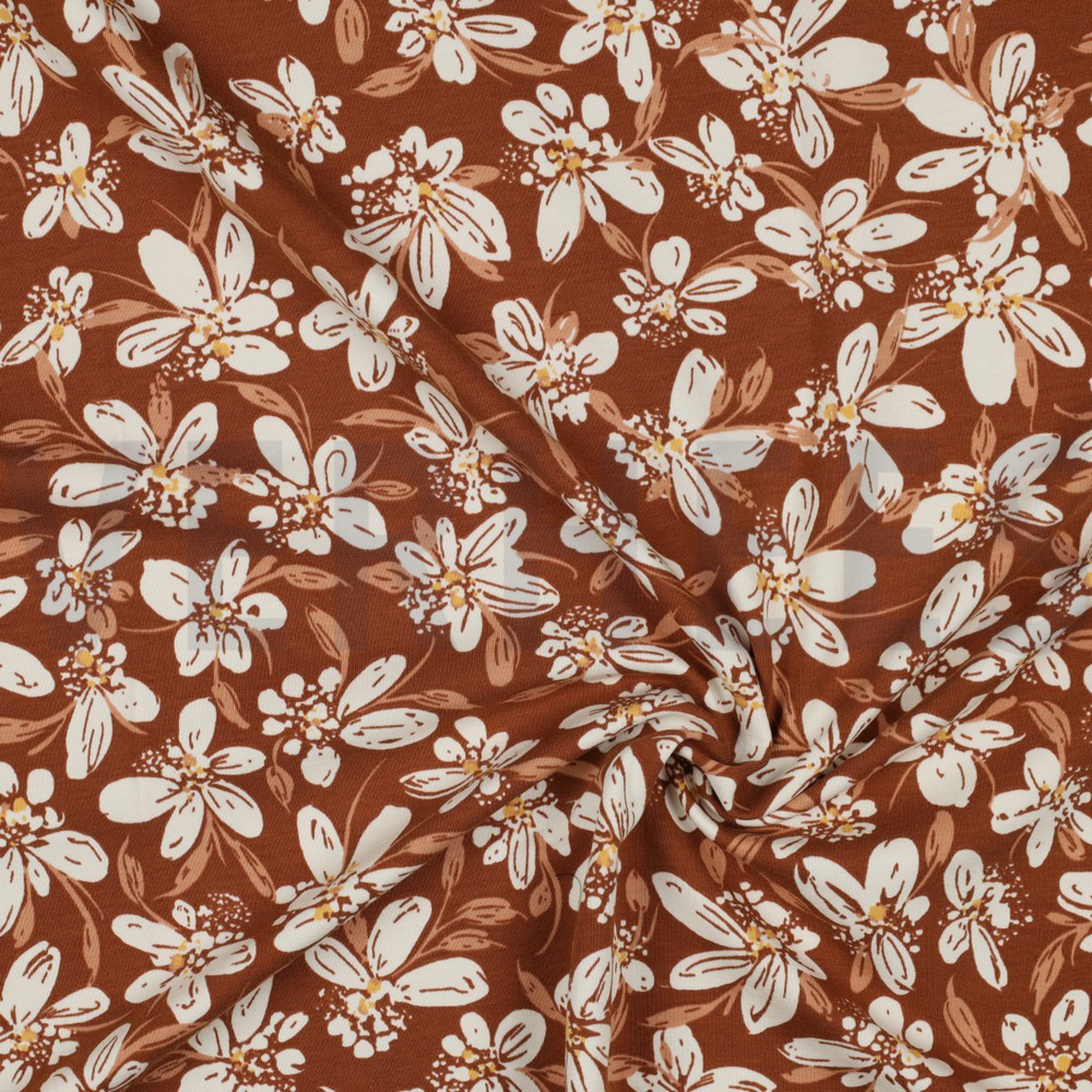 FRENCH TERRY FLEURS NOISETTE (high resolution) #2