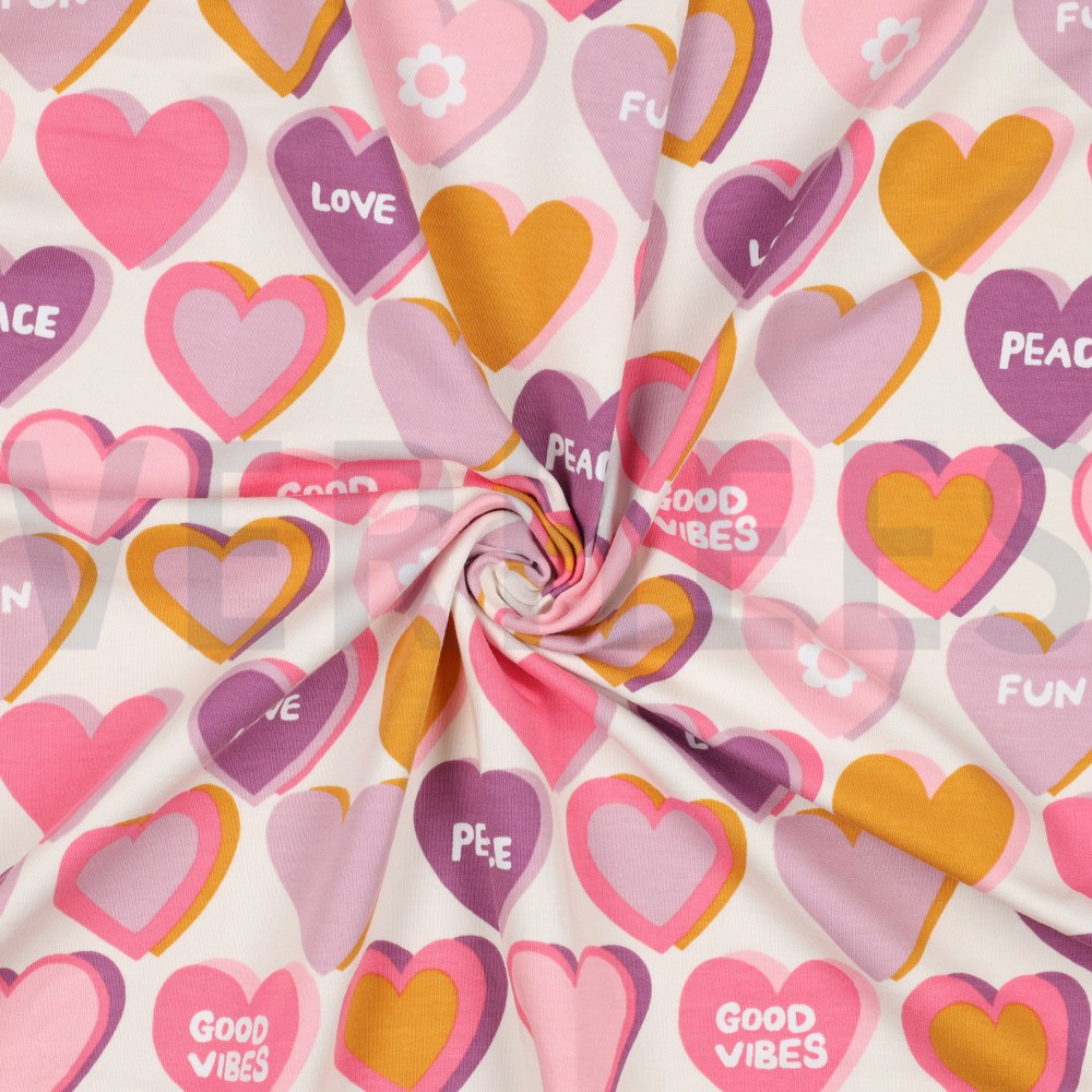 FRENCH TERRY HEARTS ECRU #7