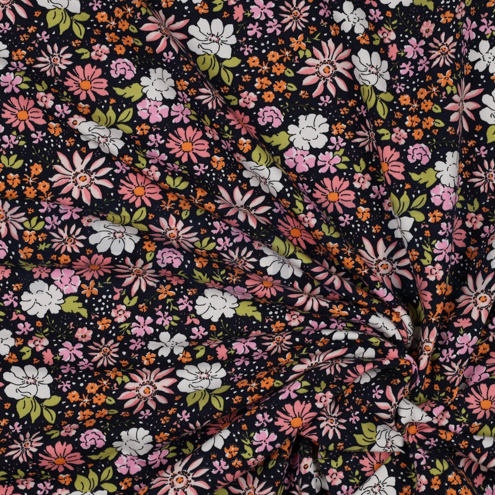 FRENCH TERRY BLOEMEN MARINEBLAUW #7
