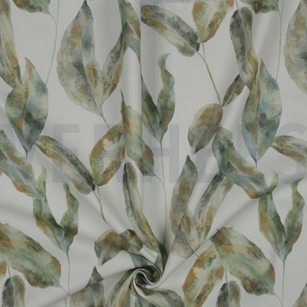 TOILE DÉCORATION DIGITAL FEUILLES BLANC CASSÉ #7