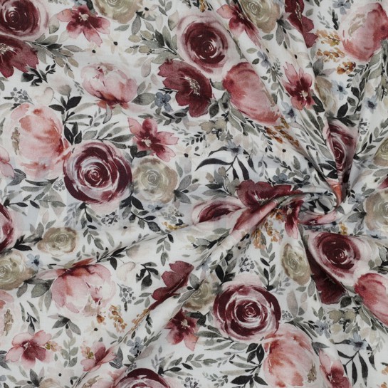 DOUBLE GAUZE DIGITAL FLOWERS WHITE #7