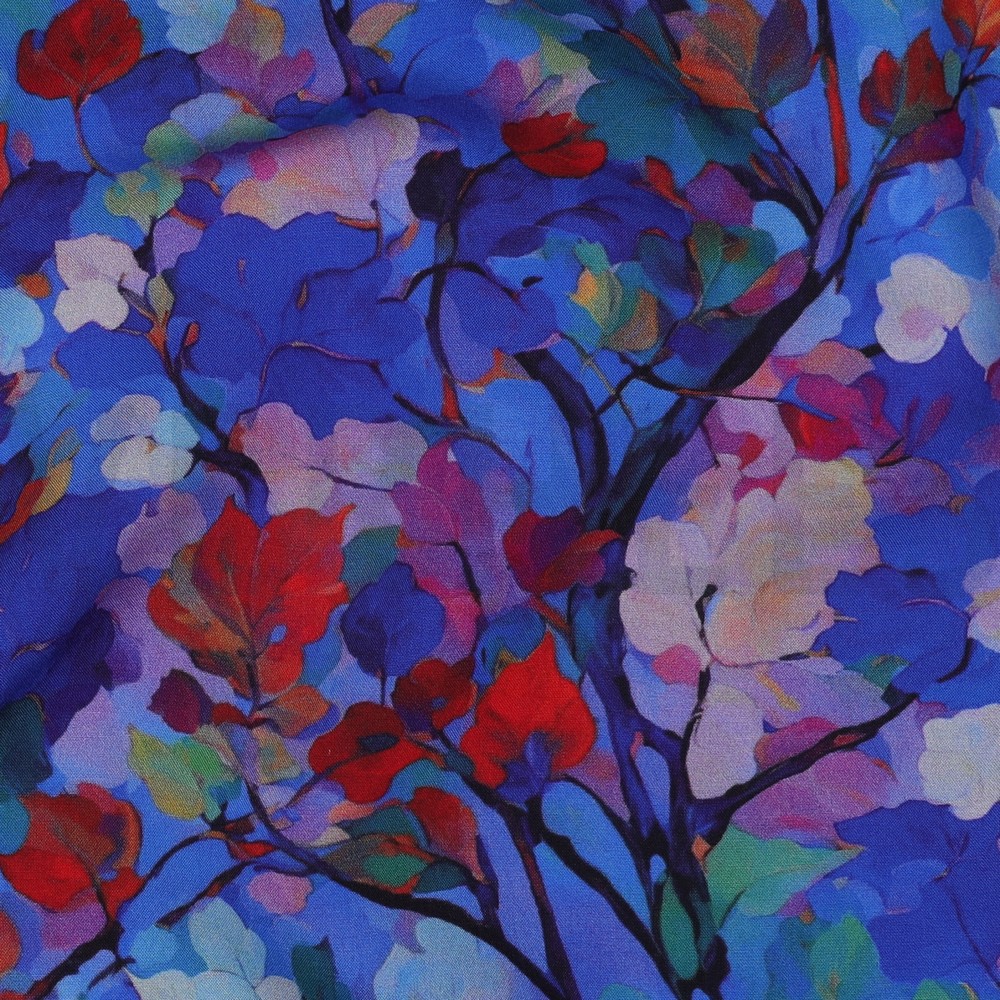 VISCOSE RADIANCE DIGITAL LEAVES COBALT #7