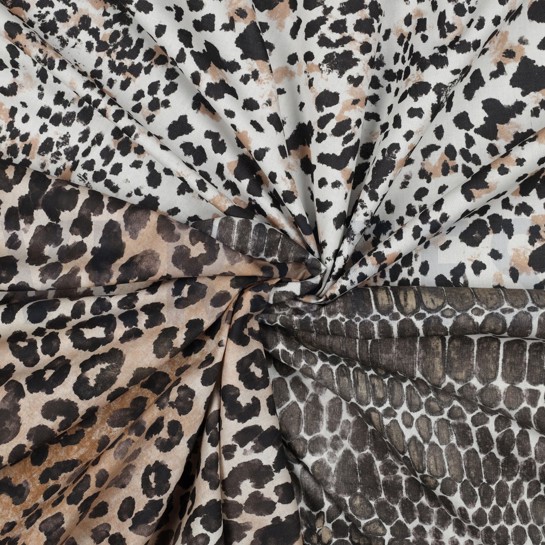 KATOENEN POPLIN DIGITAAL DIERENHUID BRUIN #7