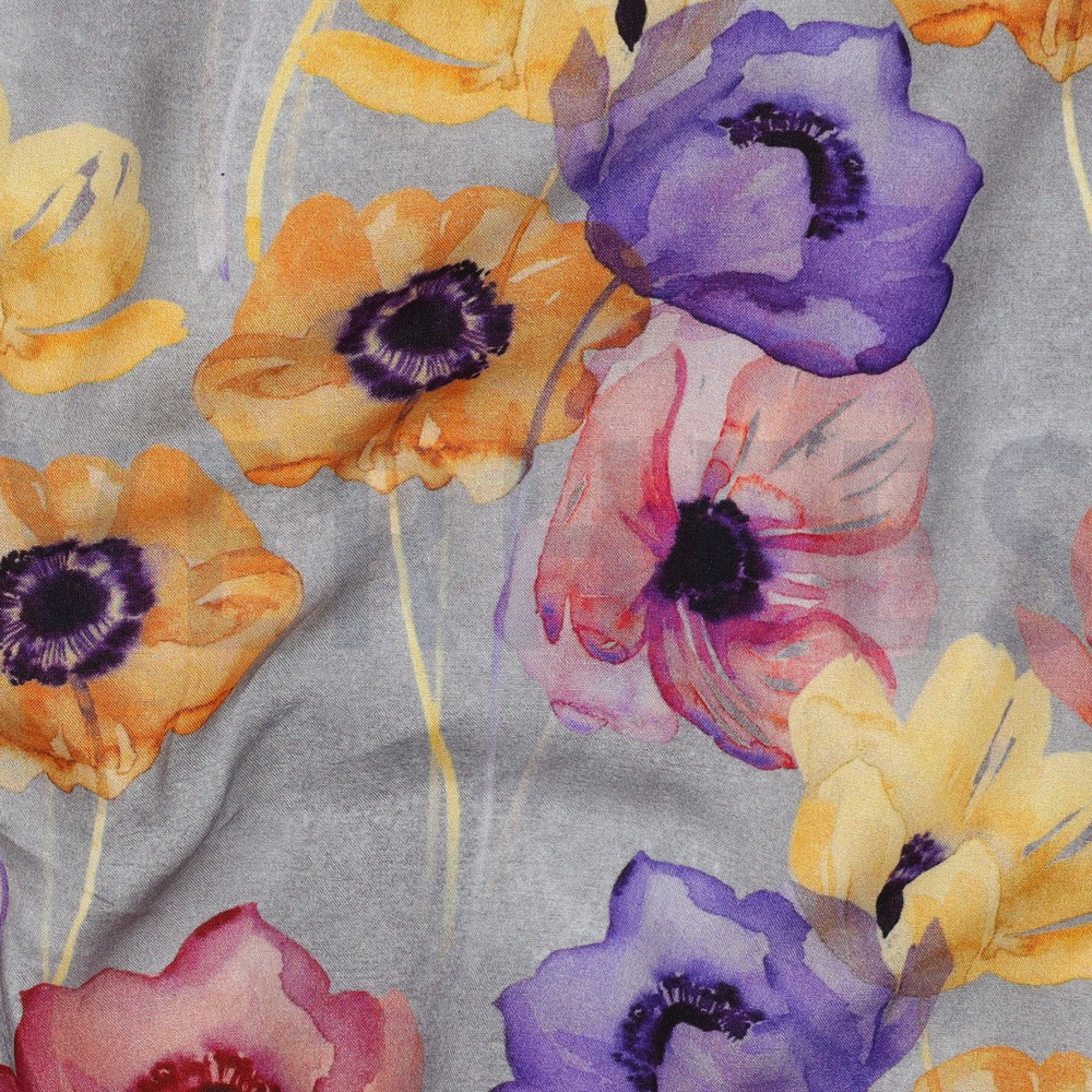 VISCOSE RADIANCE DIGITAL FLOWERS GREY #7