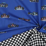 BAUMWOLLE POPELINE RENNWAGEN BLAU (thumbnail) #2