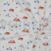 POPLIN GOTS CAR FIRE WHITE (thumbnail) #2