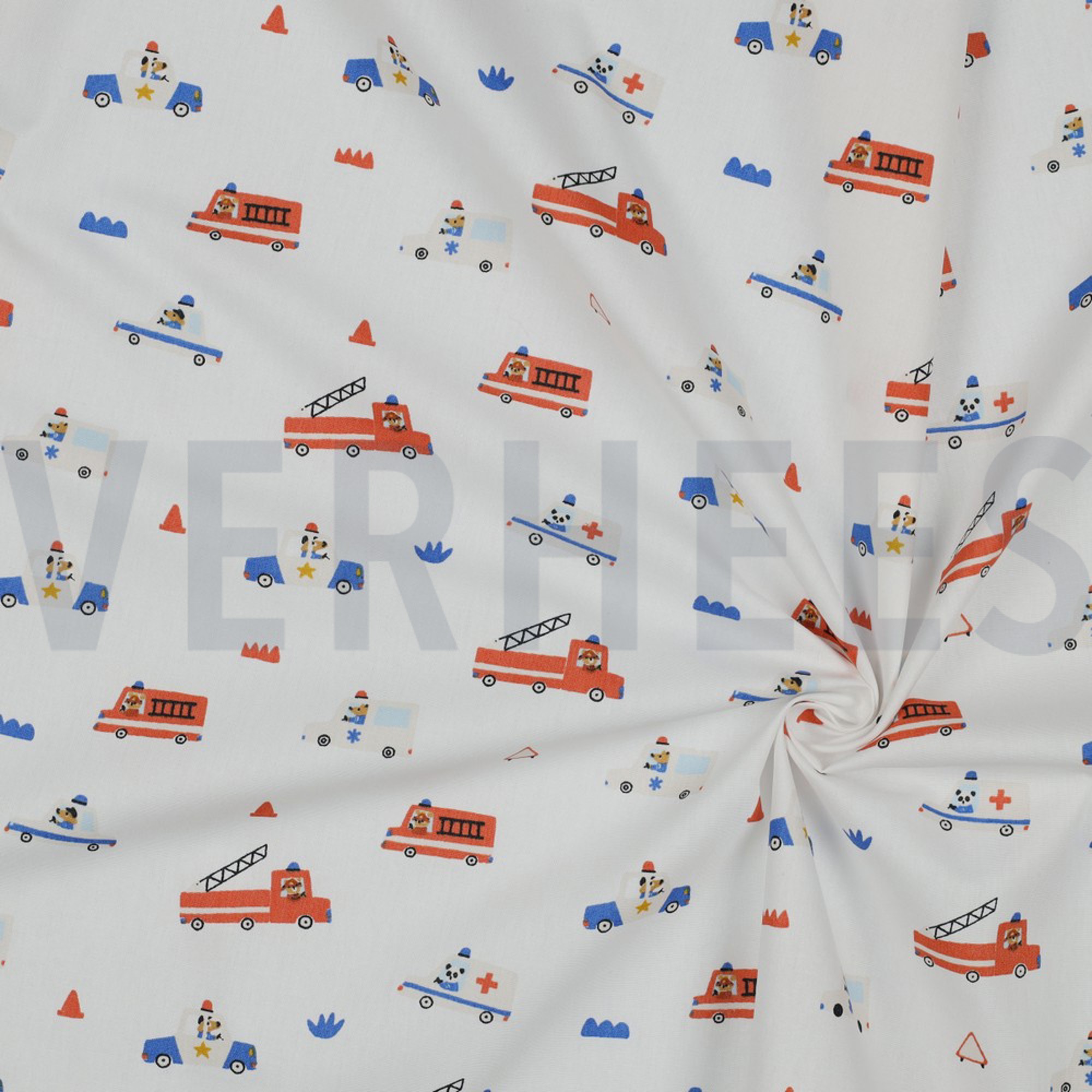 POPLIN GOTS CAR FIRE WHITE (high resolution) #2