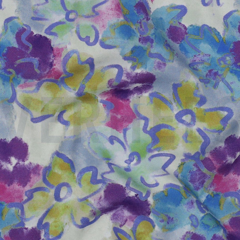 VISCOSE RADIANCE DIGITAL FLOWERS BLUE #7