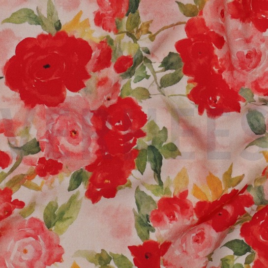 VISCOSE RADIANCE DIGITAAL BLOEMEN ROOD #7