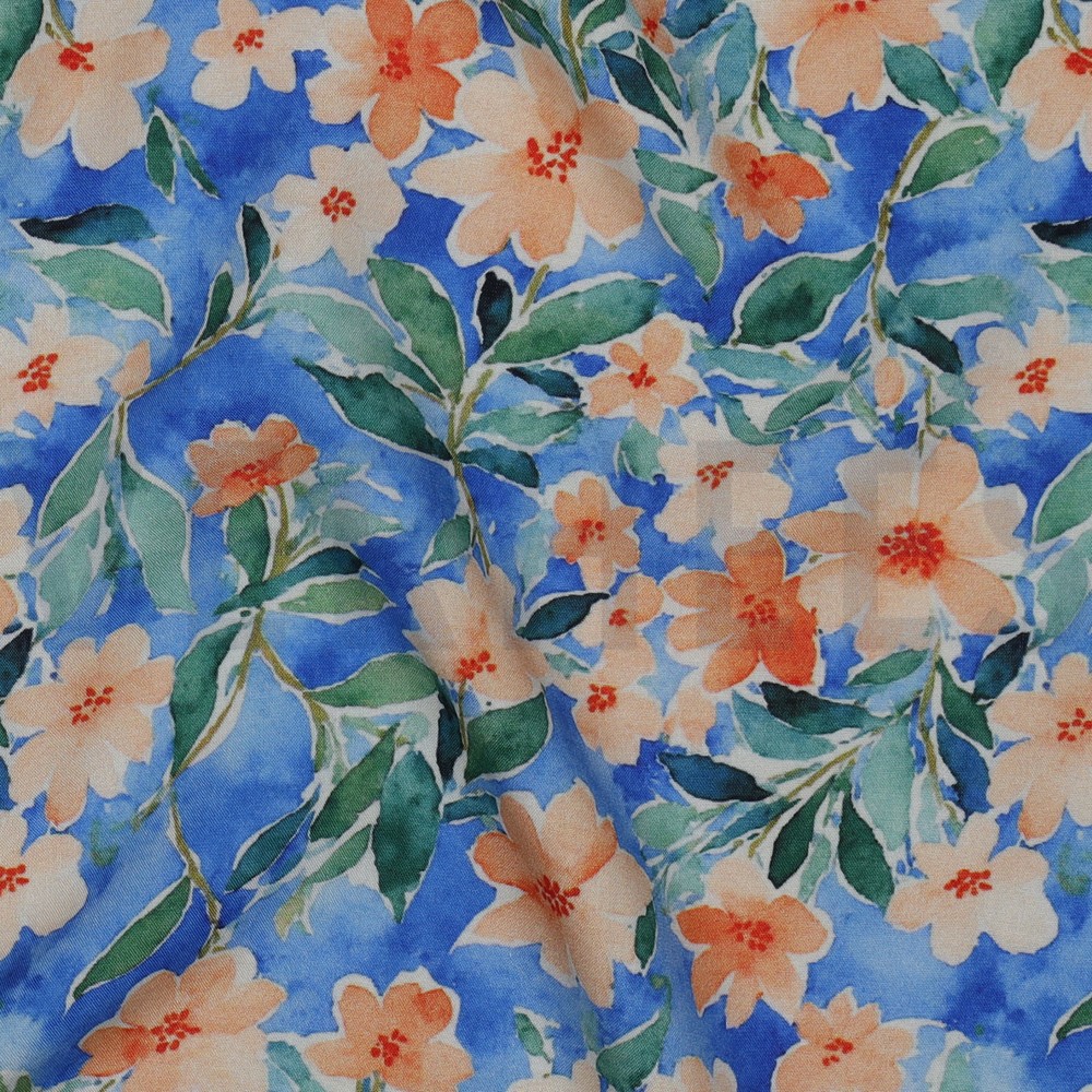VISCOSE RADIANCE DIGITAAL BLOEMEN BLAUW #7