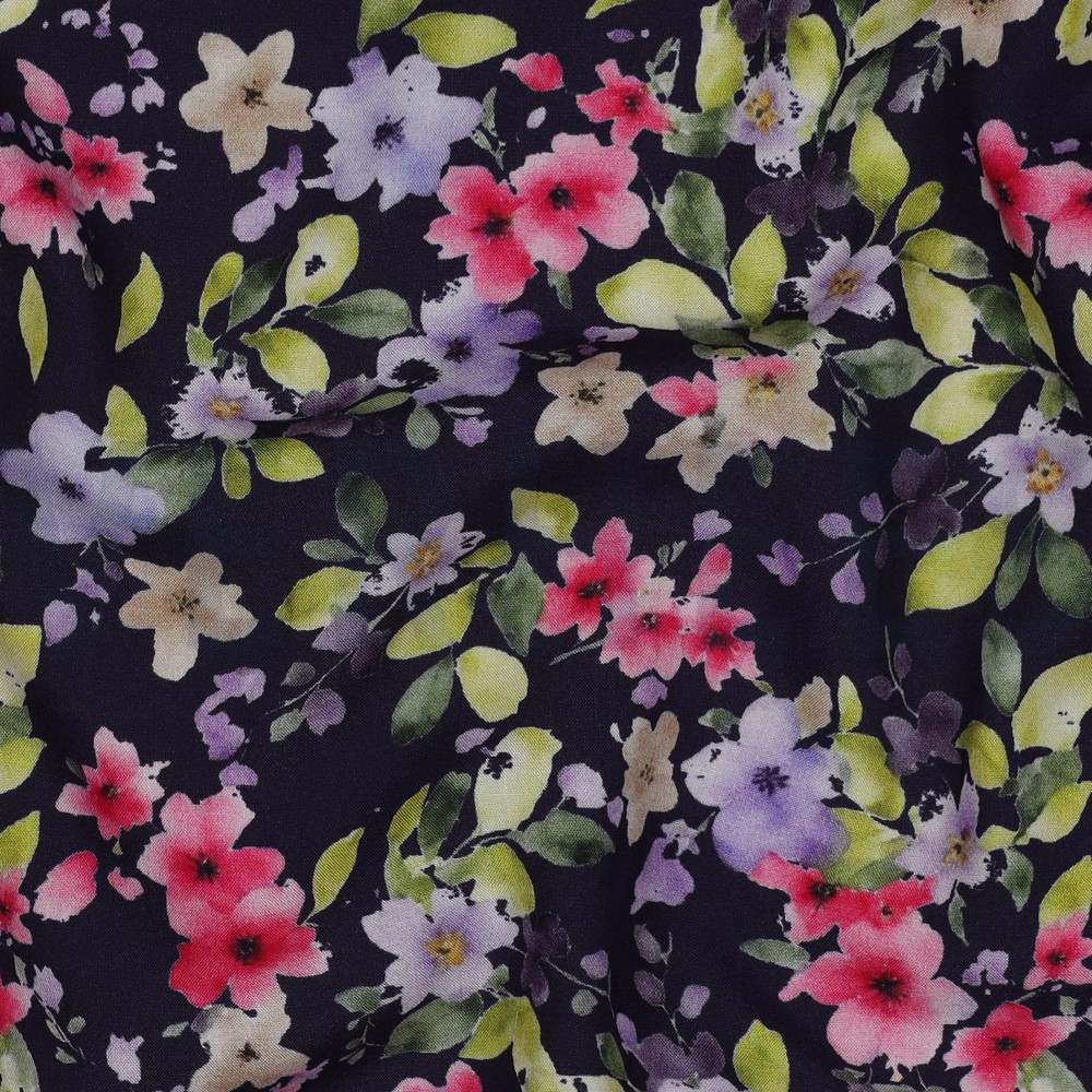 VISCOSE RADIANCE DIGITAL FLOWERS NAVY #7