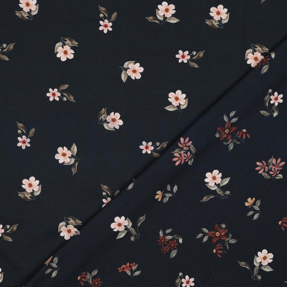 JERSEY DIGITAL GOTS BLUMEN MARINEBLAU #7