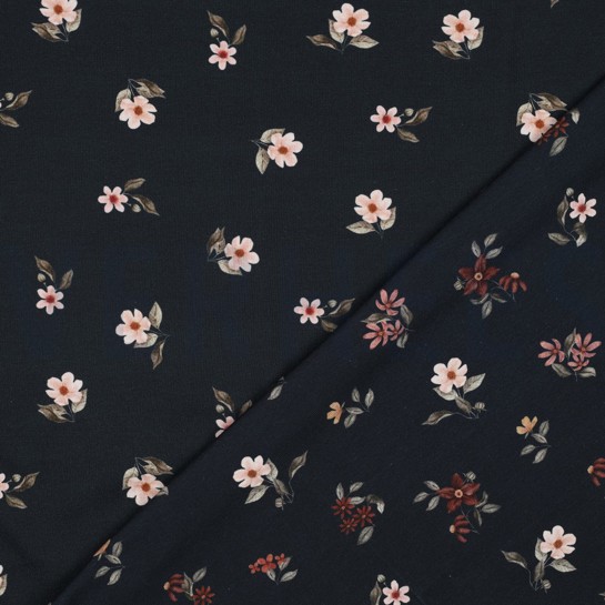 JERSEY DIGITAL GOTS FLOWERS NAVY #7