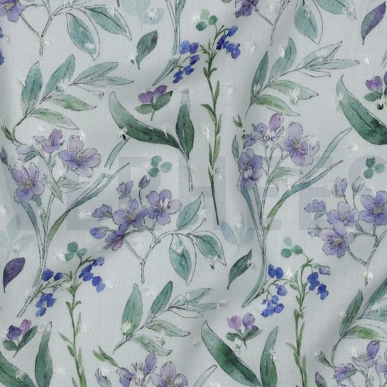 VISKOSE DOBBY DIGITAL BLUMEN WEISS #7