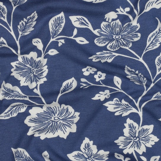 VISCOSE JERSEY FLOWERS BLUE #7