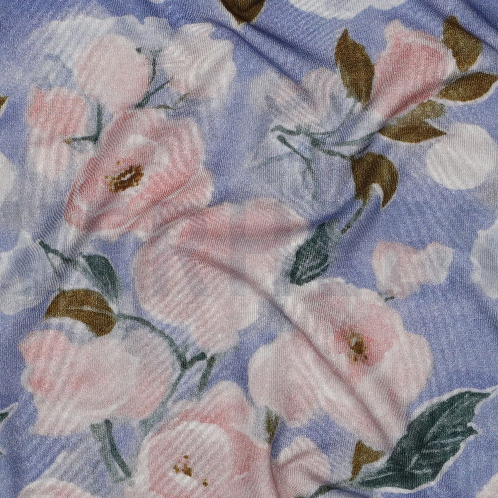 VISKOSE JERSEY DIGITAL BLUMEN HELLBLAU #7