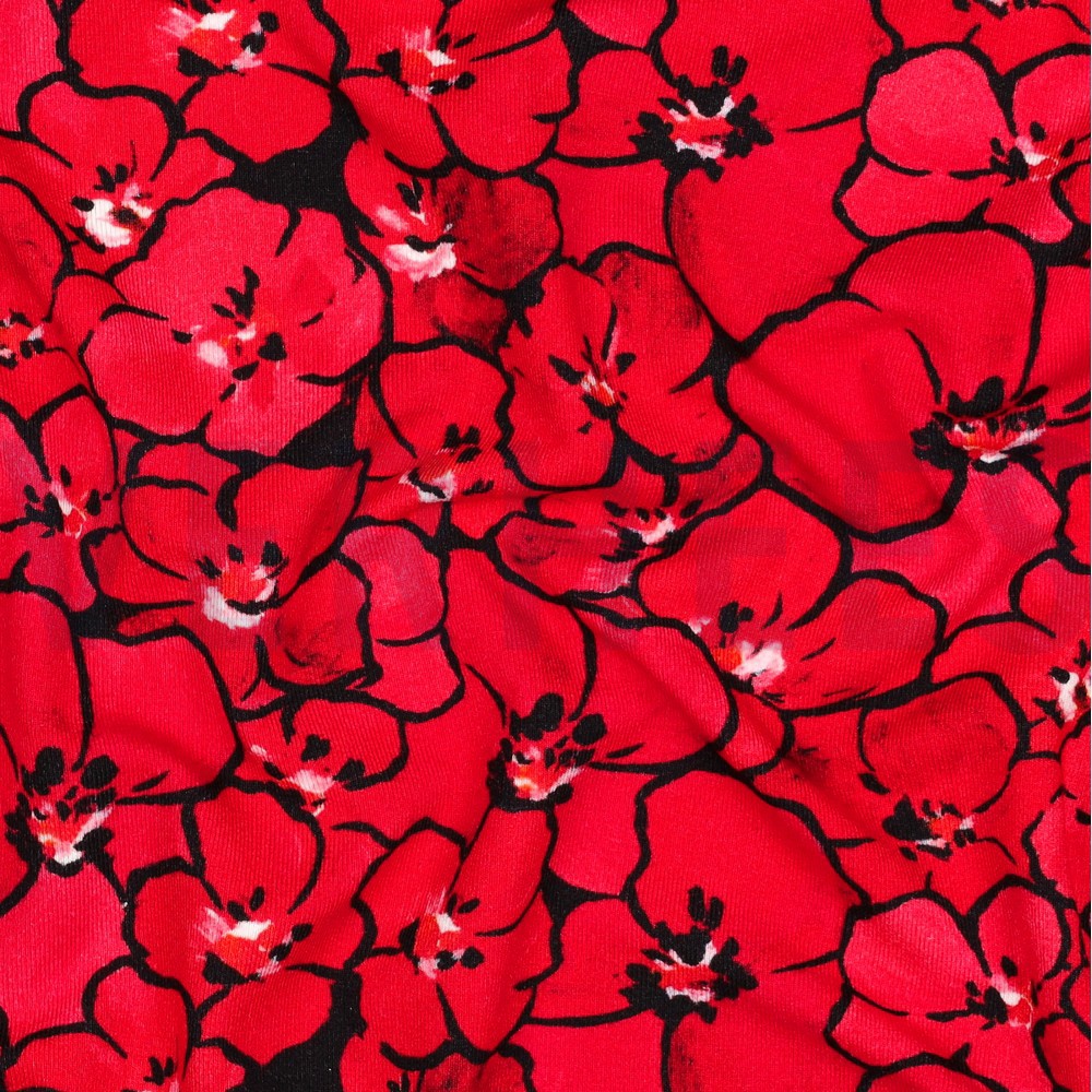VISCOSE JERSEY DIGITAL FLOWERS RED #7