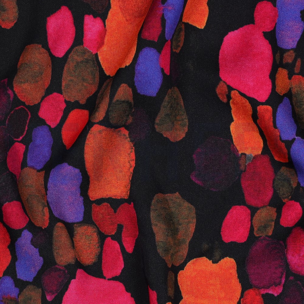 VISCOSE SATIN DIGITAL ABSTRACT NOIR #7