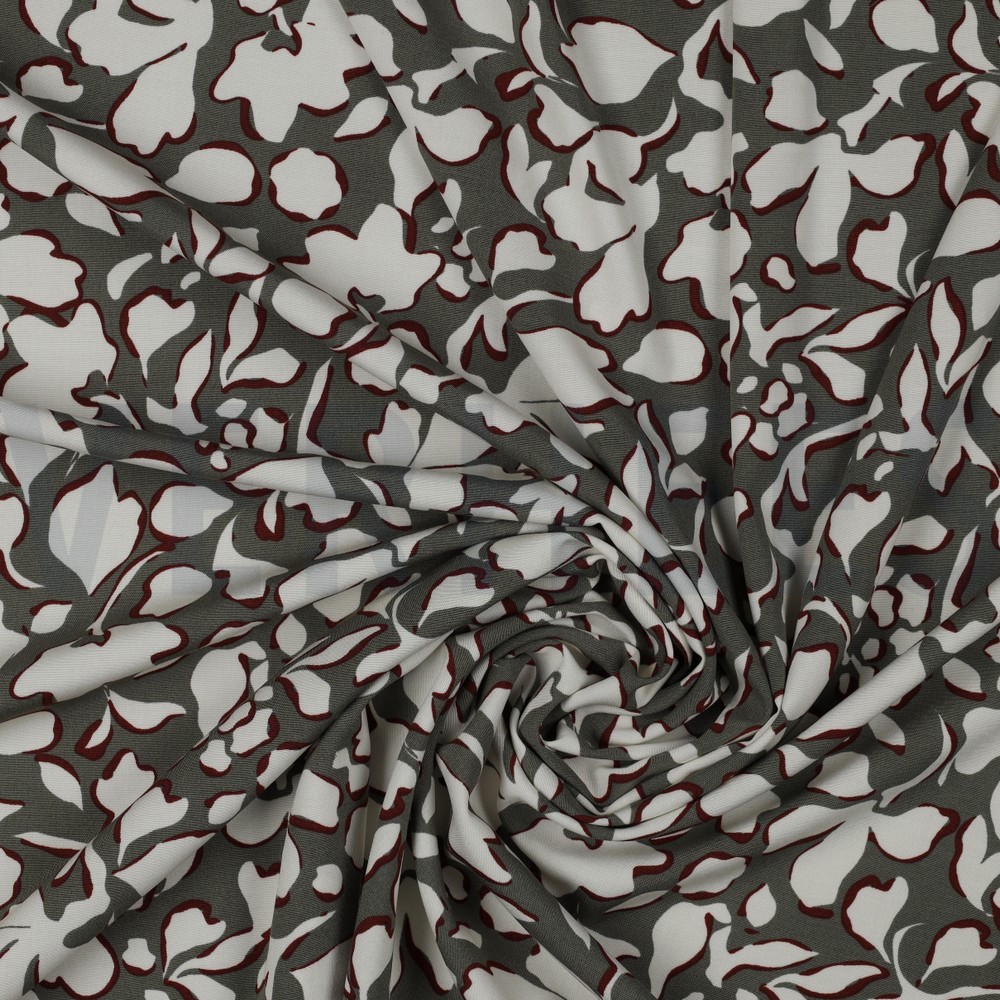VISCOSE POPLIN STRETCH BIG FLOWERS TAUPE #7