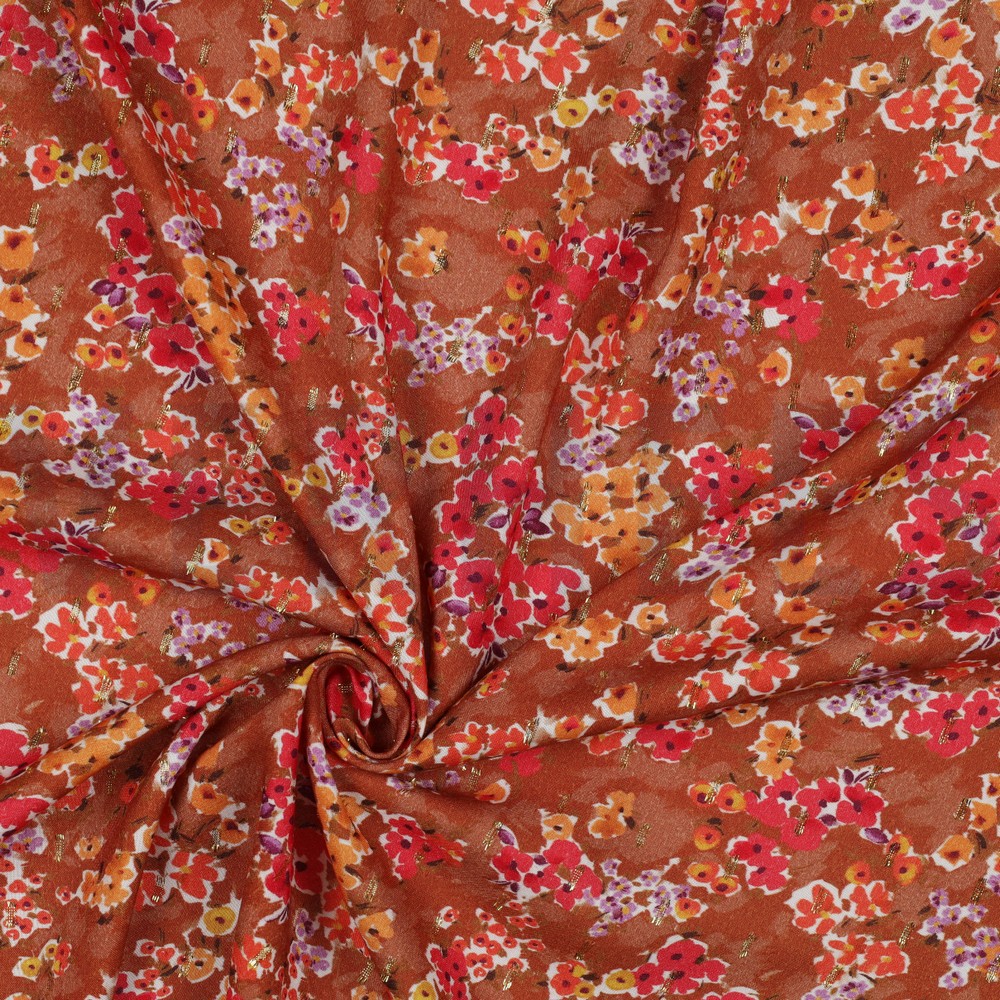 VISCOSE LUREX DIGITAL SMALL FLOWERS RUST #7