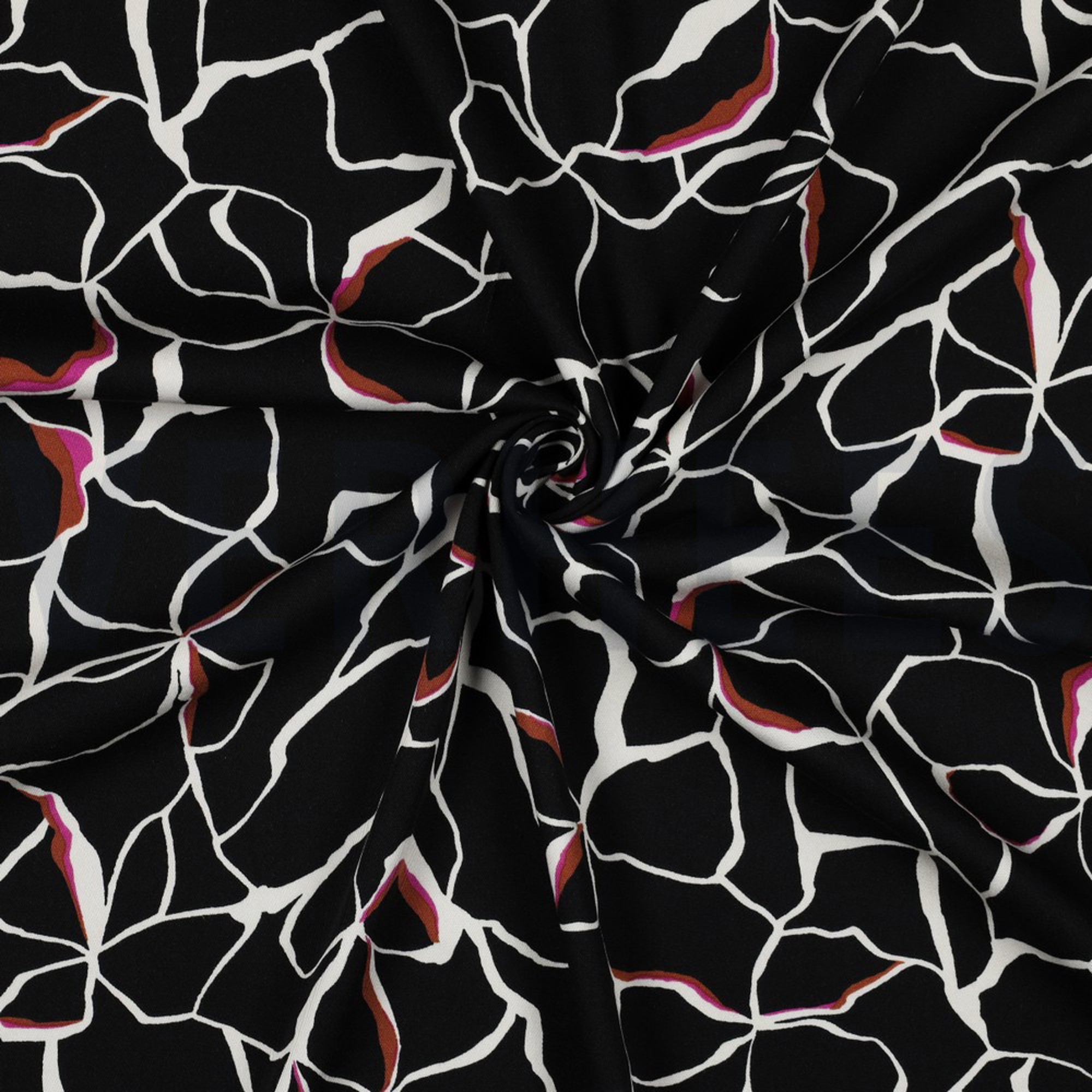 VISCOSE ROSELLA STRETCH BLOEMEN ZWART (high resolution) #2