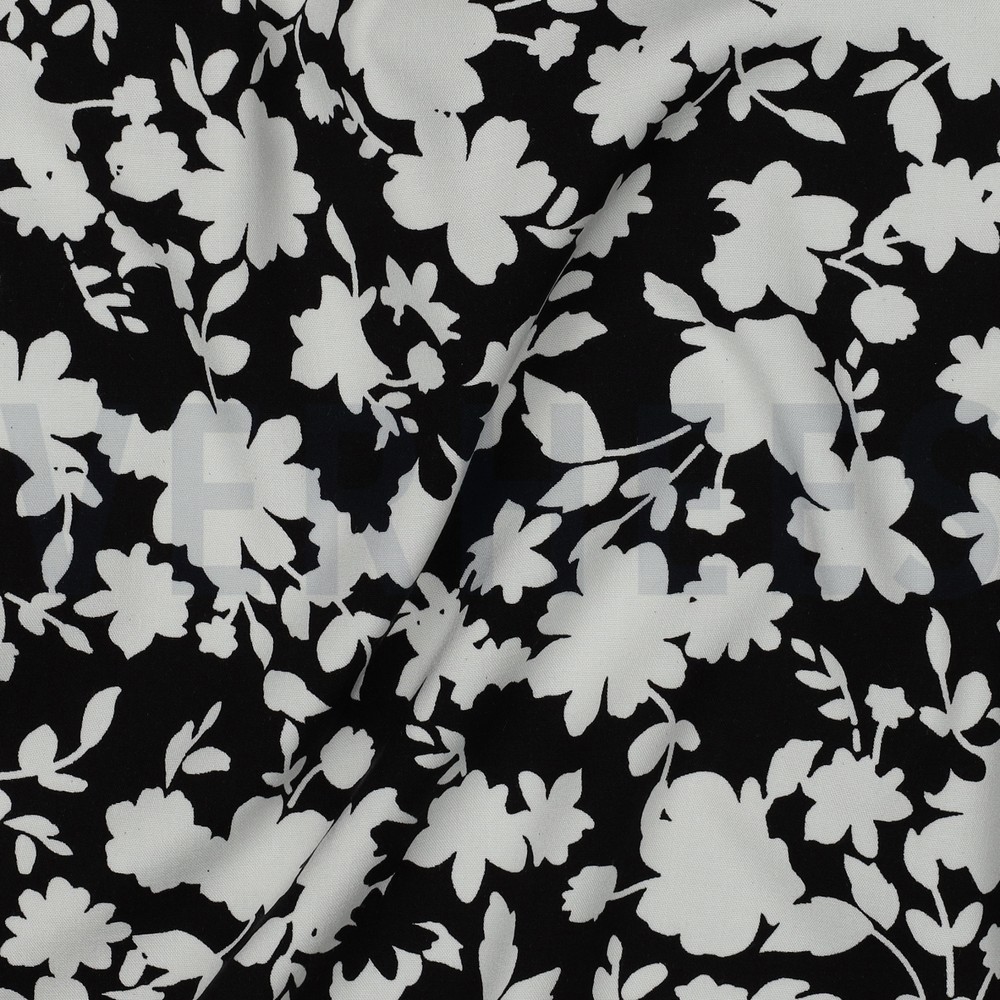 VISKOSE STRETCH BLUMEN SCHWARZ #7