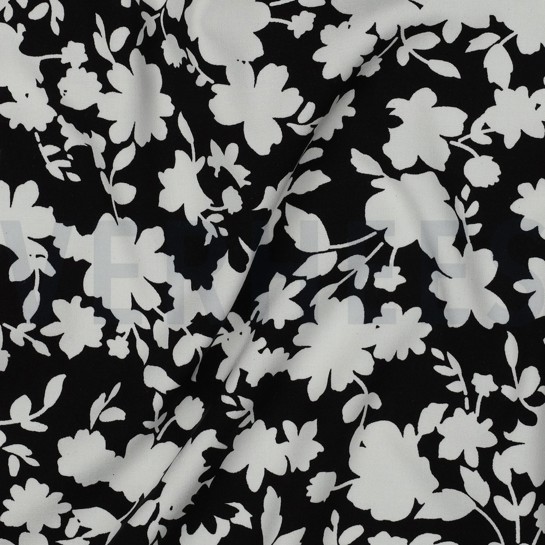 VISCOSE STRETCH FLOWERS BLACK #7