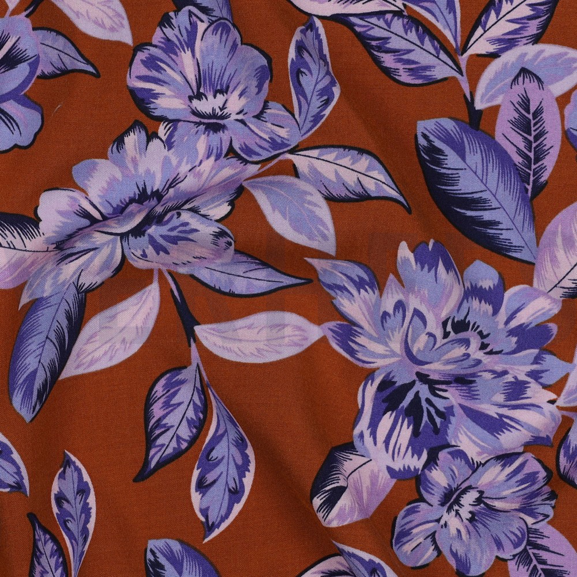 VISCOSE STRETCH FLOWERS BROWN (high resolution) #2