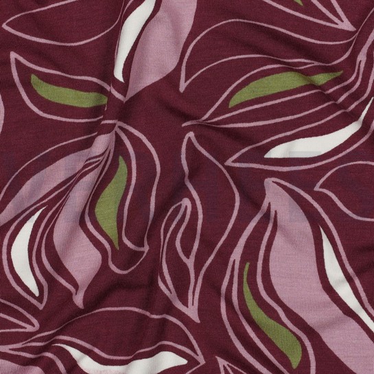 VISCOSE JERSEY FLEURS MAUVE FONCÉ #7