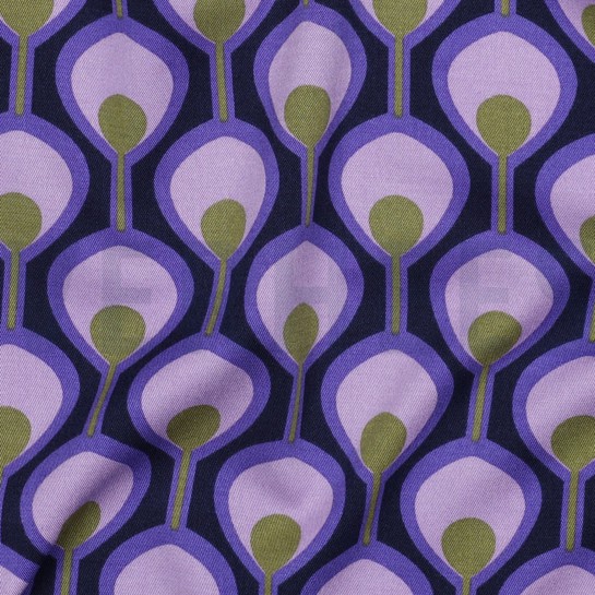 VISKOSE ROSELLA STRETCH ABSTRACT DUNKELVIOLETT #7