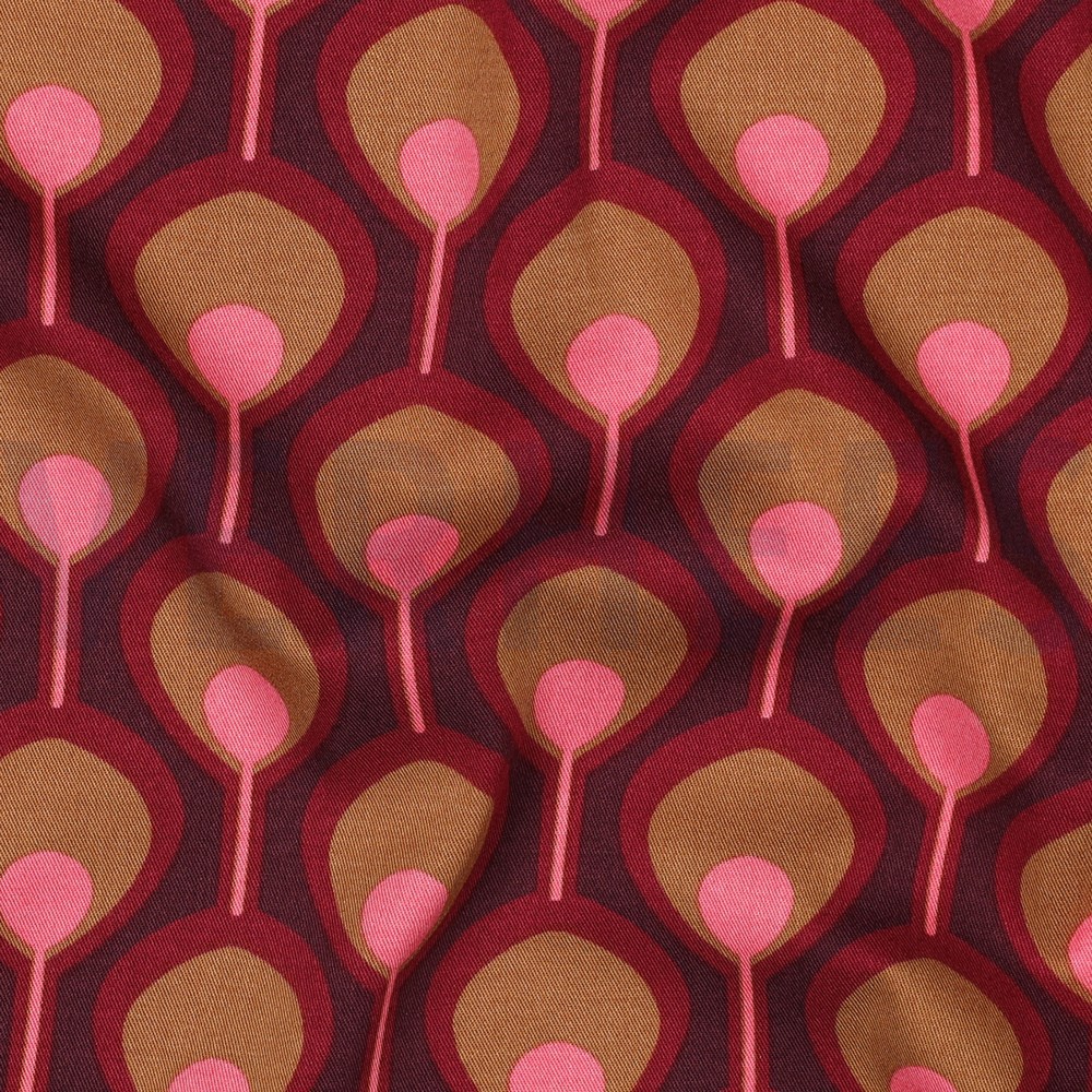 VISCOSE ROSELLA STRETCH ABSTRACT BORDEAUXROOD #7