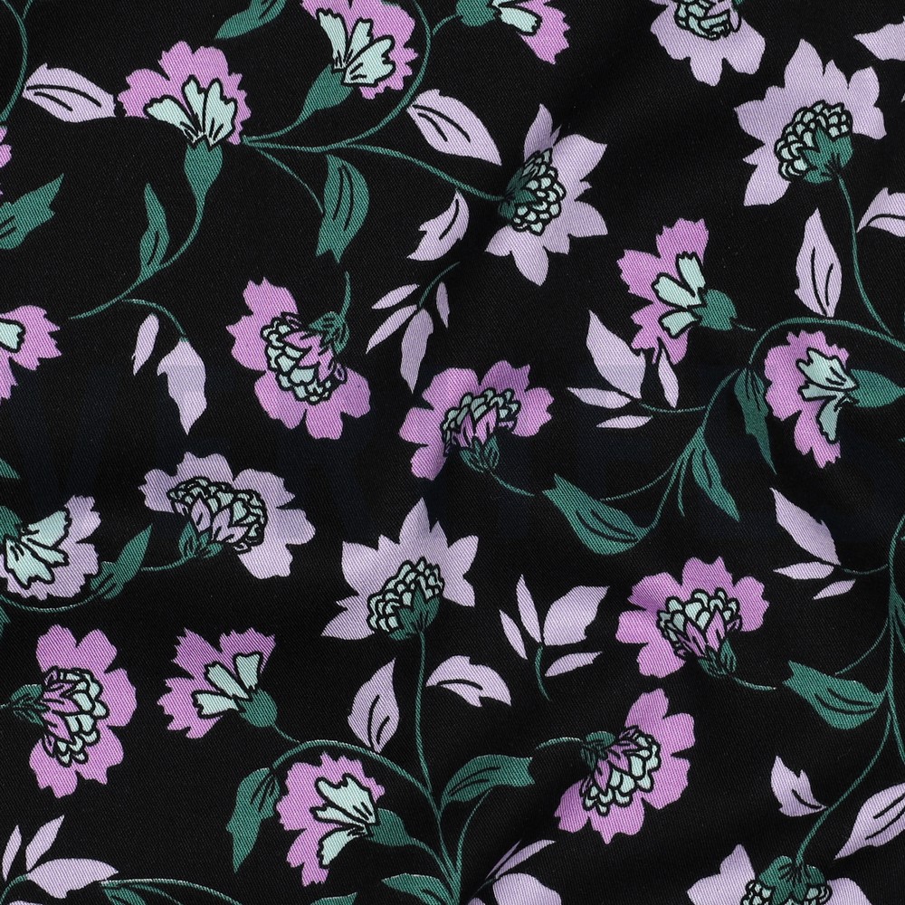 VISCOSE ROSELLA STRETCH BLOEMEN ZWART #7