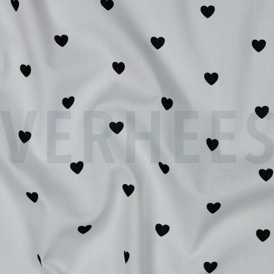 FINE POPLIN HEARTS WHITE/BLACK #7