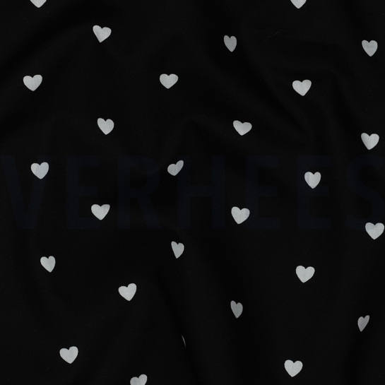 FINE POPLIN HEARTS BLACK/WHITE #7