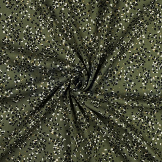 VISKOSE ROSELLA STRETCH PUNKTE MOOSGRÜN #7