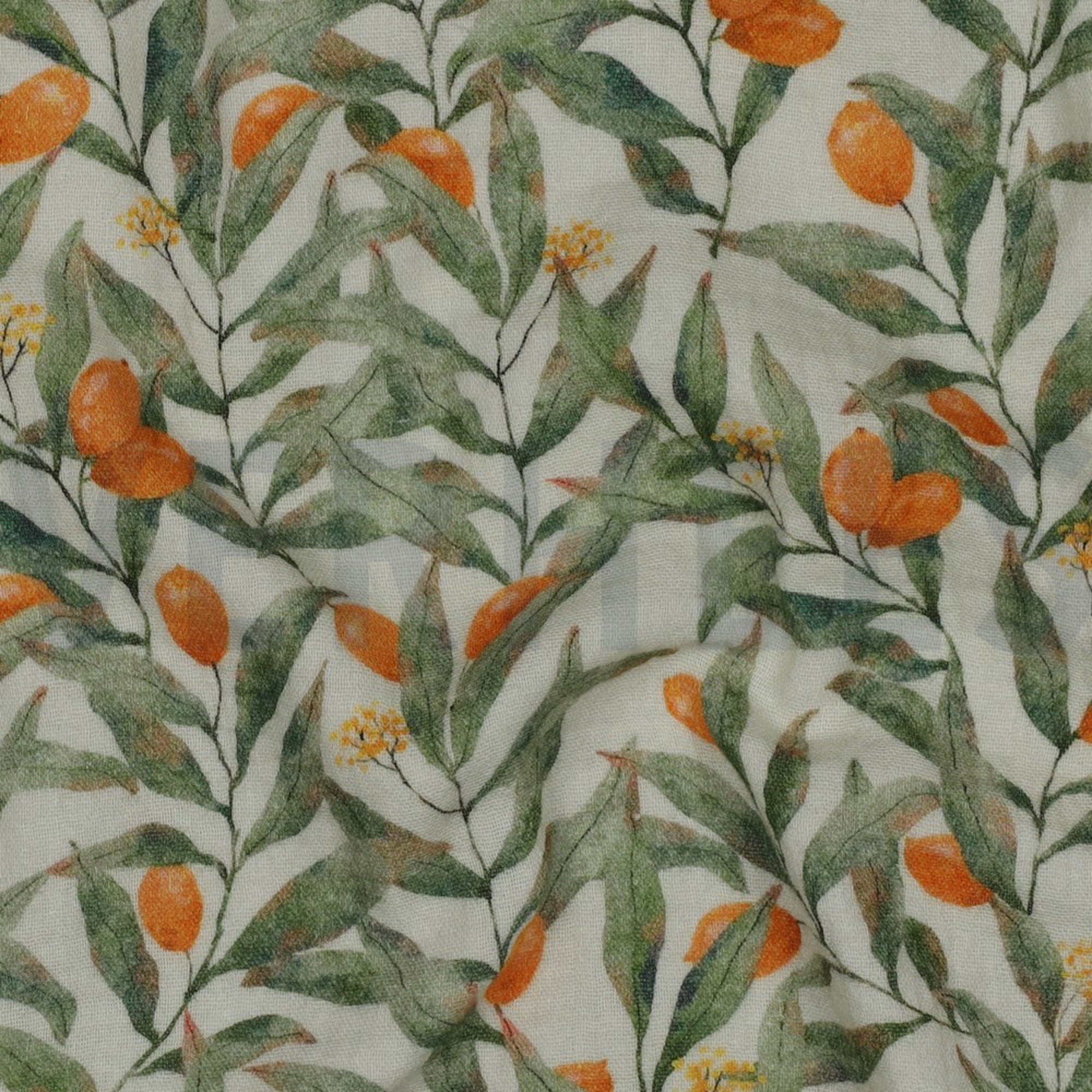 DOUBLE GAZE DE COTON FEUILLES BLANC CASSÉ (high resolution) #2