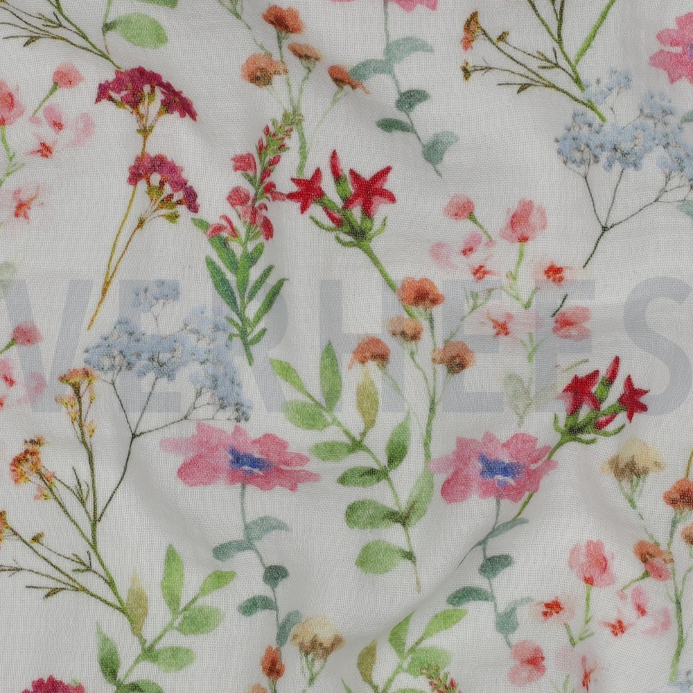 MUSSELIN DIGITAL BLUMEN WEISS #7