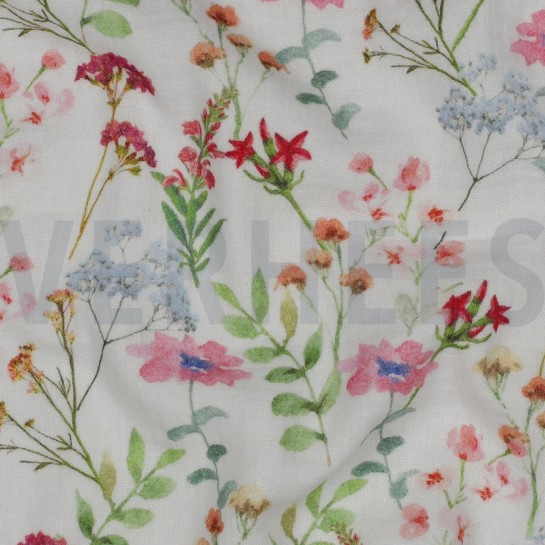 MUSSELIN DIGITAL BLUMEN WEISS #7